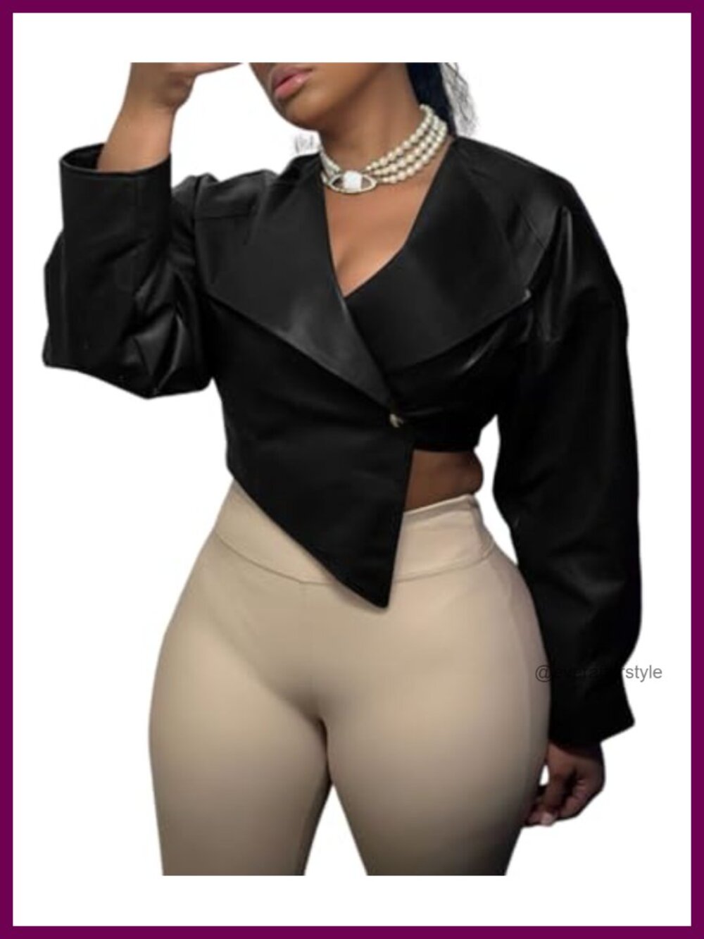 Cropped Faux Leather Jacket Women Trendy Streetwear Oversized Lapel Casual